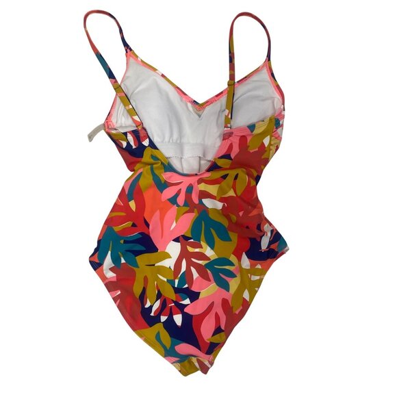Womens Tropical Floral One-Piece Swimsuit With Adjustable Straps & Waist Tie Nyl - Picture 2 of 14